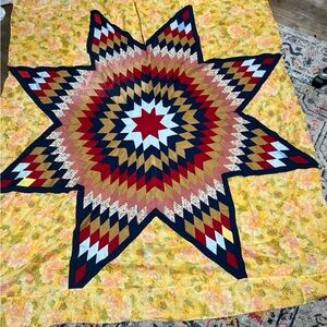 Vintage hand stitched Lone Star Quilt Top